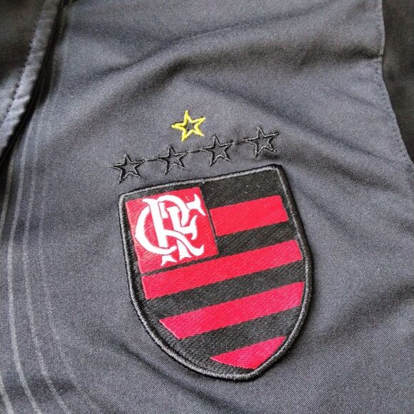 flamengo retro jersey Zip Neck Black Red Large - Picture 4 of 12